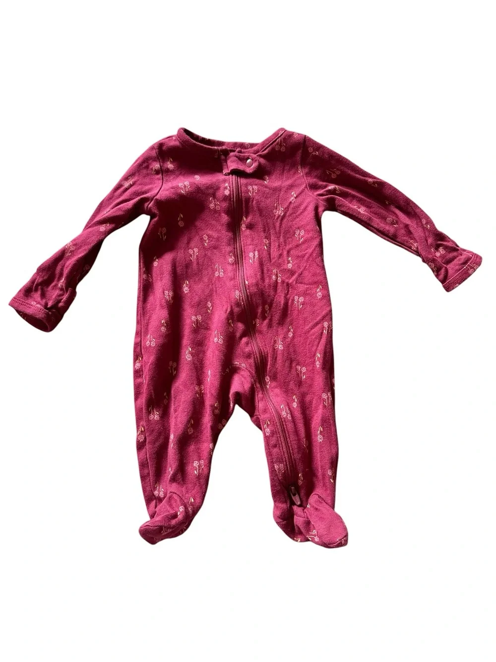 Carter’s lot of 9 long sleeve two way zip footed baby girl pajamas Size 3m